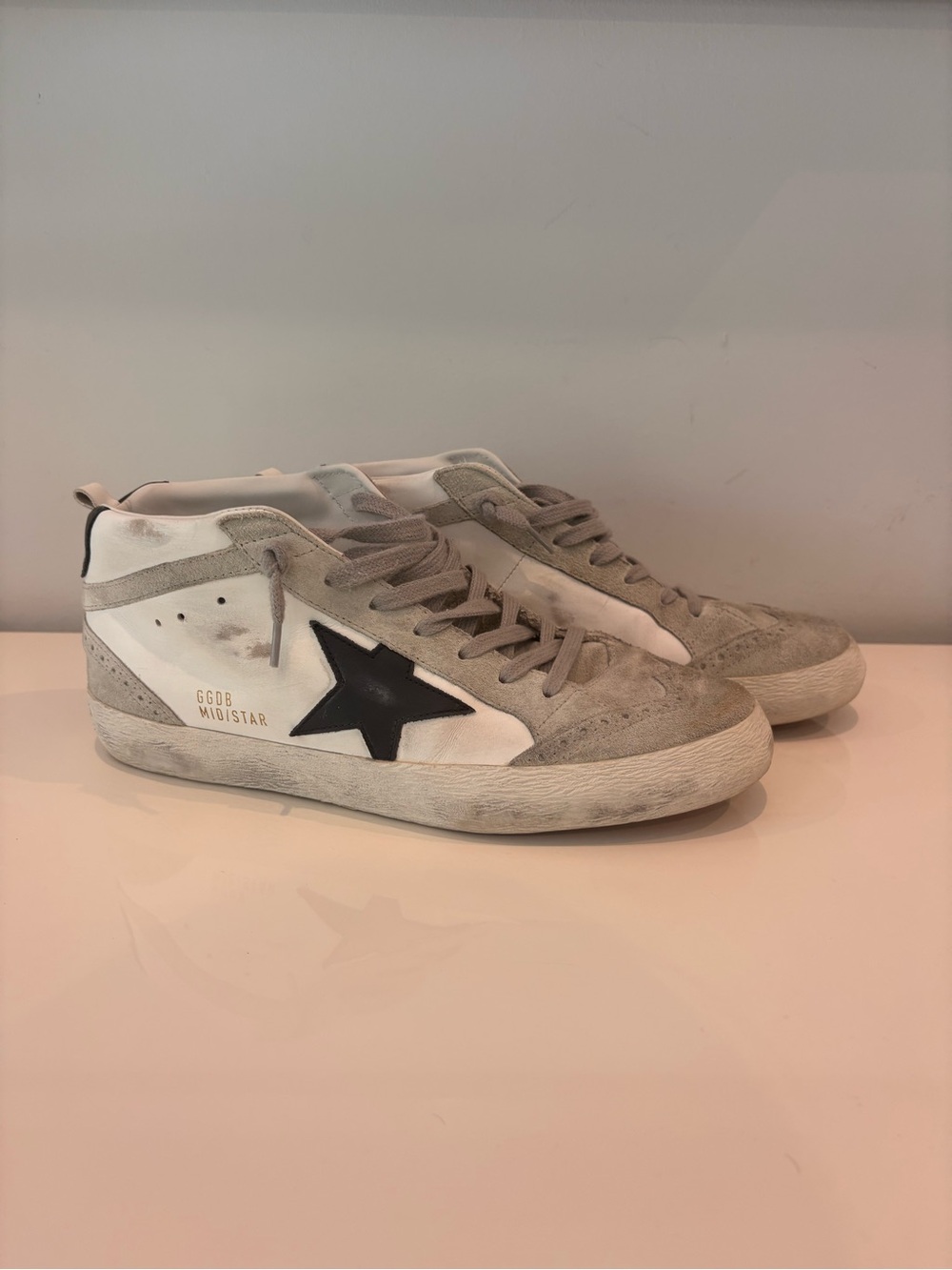 Golden Goose Mid Star White Black Grey Suede Sneakers Men 8 EU 41 w/ Dust Bag